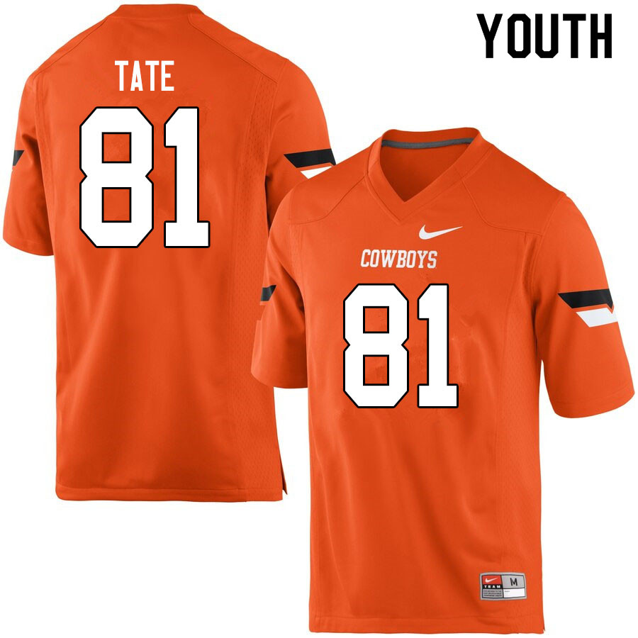 Youth #81 C.J. Tate Oklahoma State Cowboys College Football Jerseys Sale-Orange - Click Image to Close